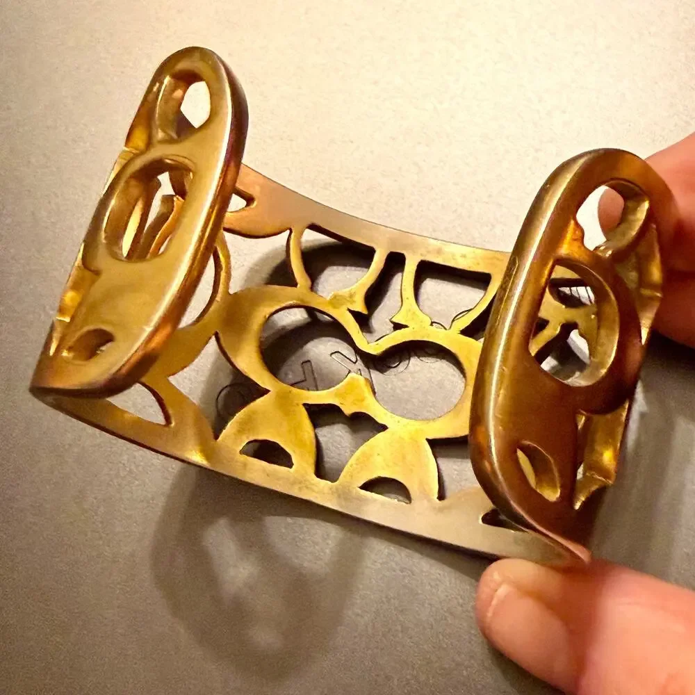 Vintage COACH Gold Tone Signature “C” Logo Cuff Bracelet - Picture 7 of 8